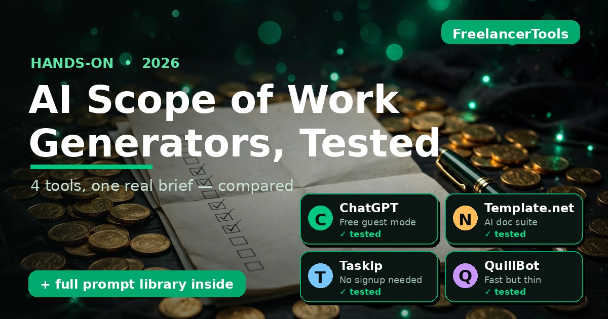 AI scope of work generators for freelancers — contract checklist with coins, four tools tested 2026
