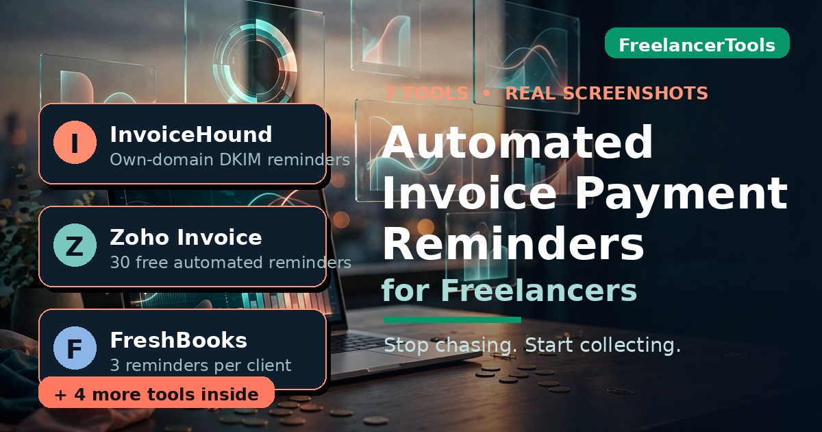 Custom hero image: automated invoice payment reminders for freelancers — InvoiceHound, Zoho Invoice and FreshBooks compared