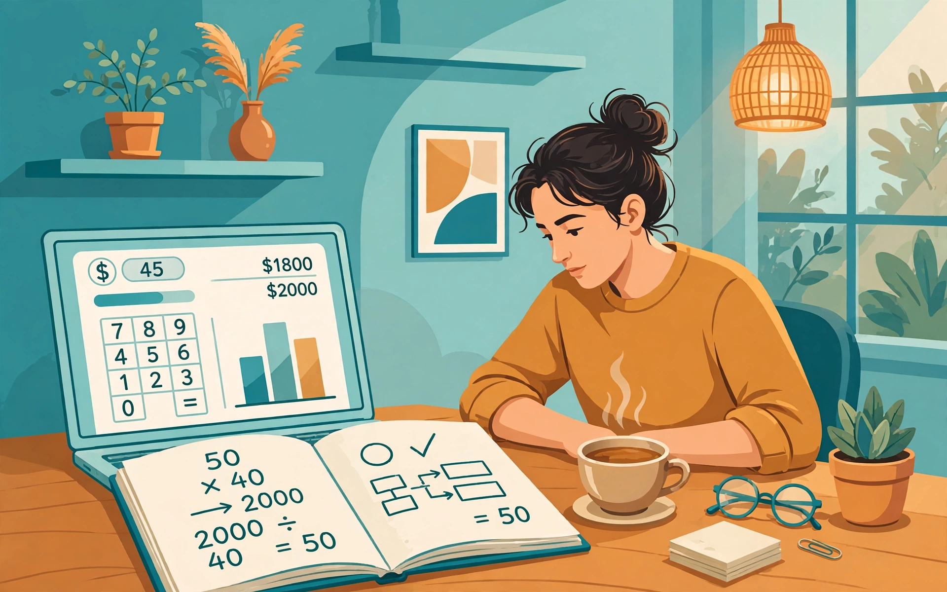 Freelancer deciding how much to charge as a freelancer in 2026, reviewing rate benchmarks and a calculator