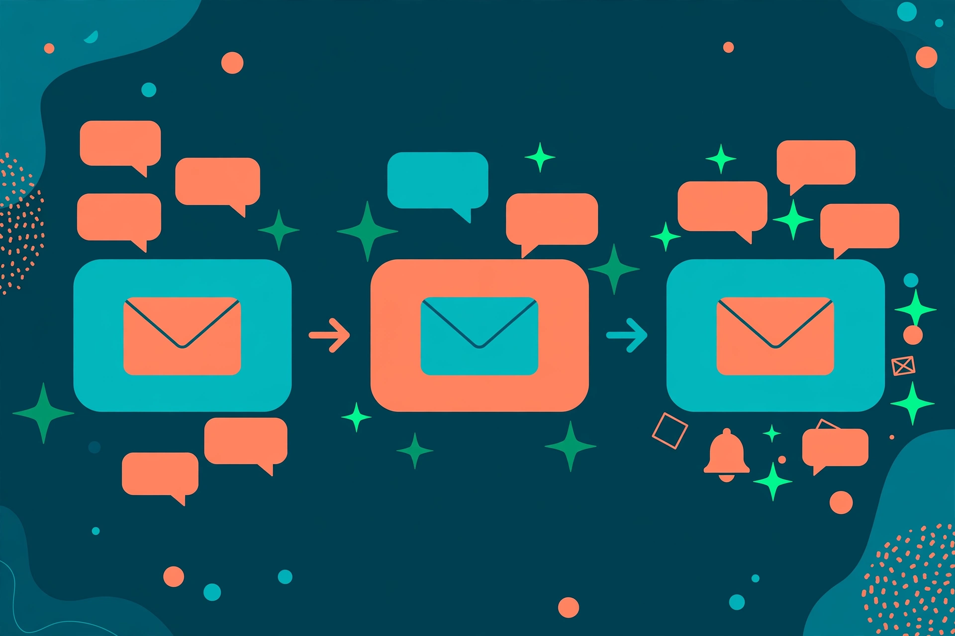 Illustration of a three-step cold email follow-up sequence timeline